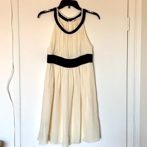 Mint 100% silk cream and black dress